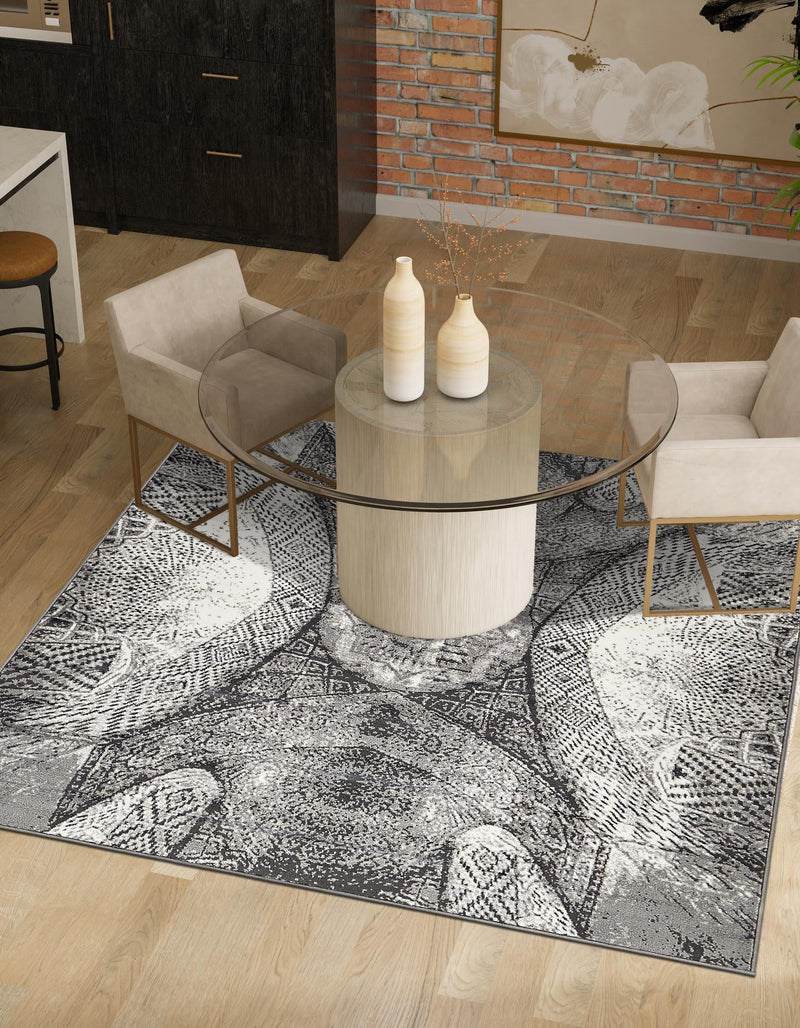 Riviera Elegance Collection Area Rug - Nice Square Dark Gray lifestyle 5