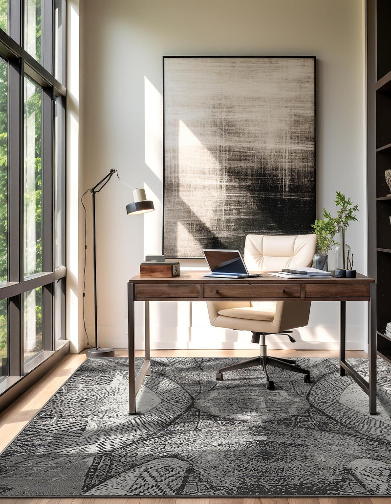 Riviera Elegance Collection Area Rug - Nice Square Dark Gray lifestyle 16
