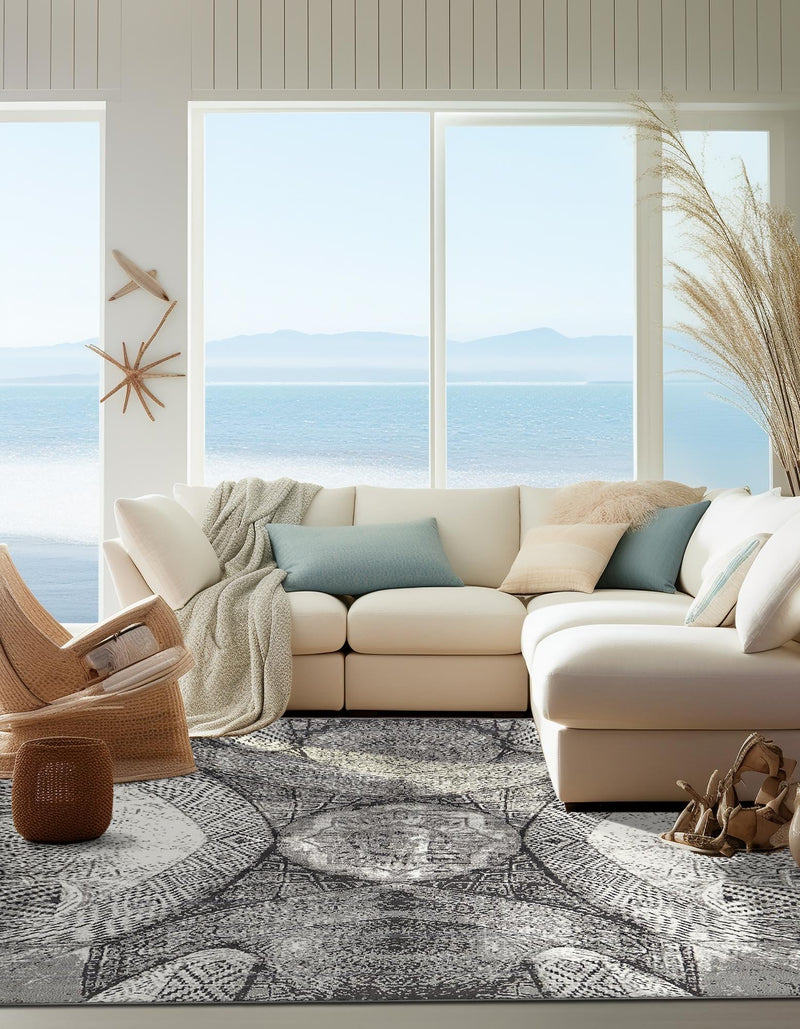 Riviera Elegance Collection Area Rug - Nice Square Dark Gray lifestyle 19