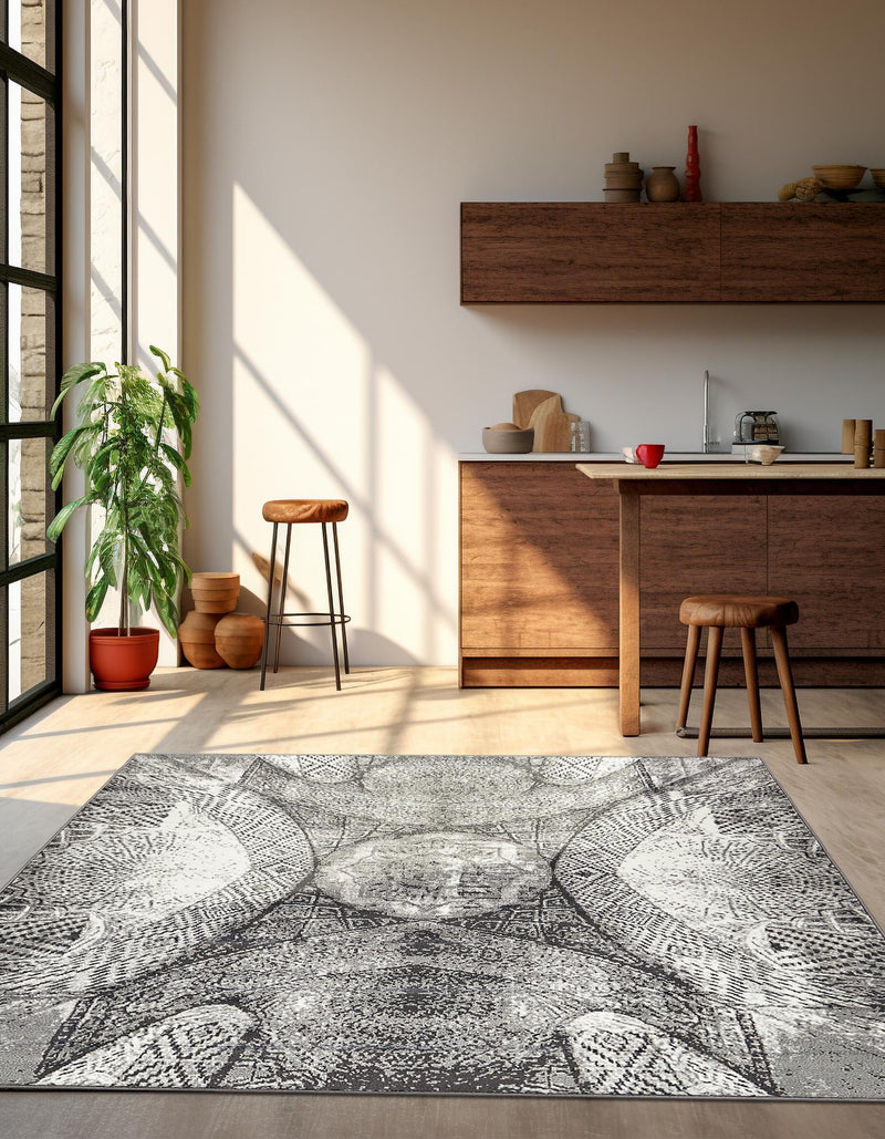 Riviera Elegance Collection Area Rug - Nice Square Dark Gray lifestyle 25