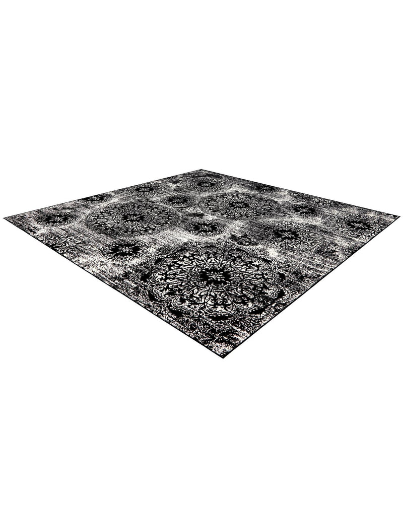Riviera Elegance Collection Area Rug - Monaco (Black) Square Black lifestyle 44