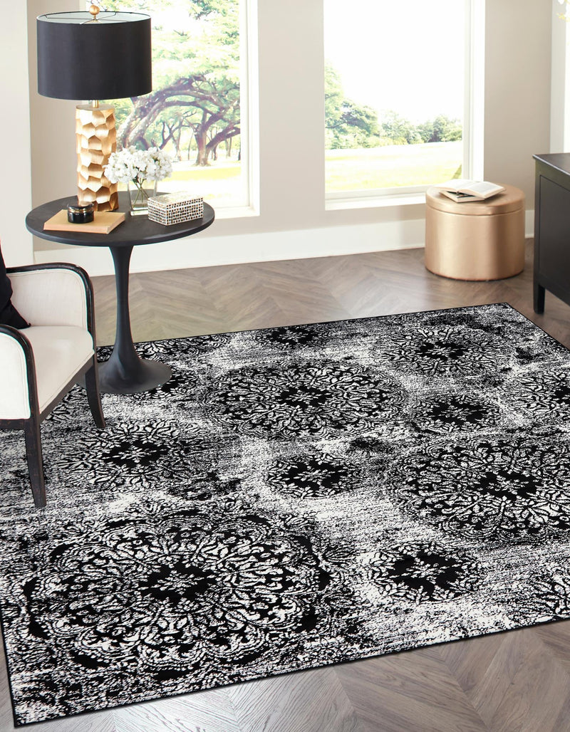 Riviera Elegance Collection Area Rug - Monaco (Black) Square Black lifestyle 3