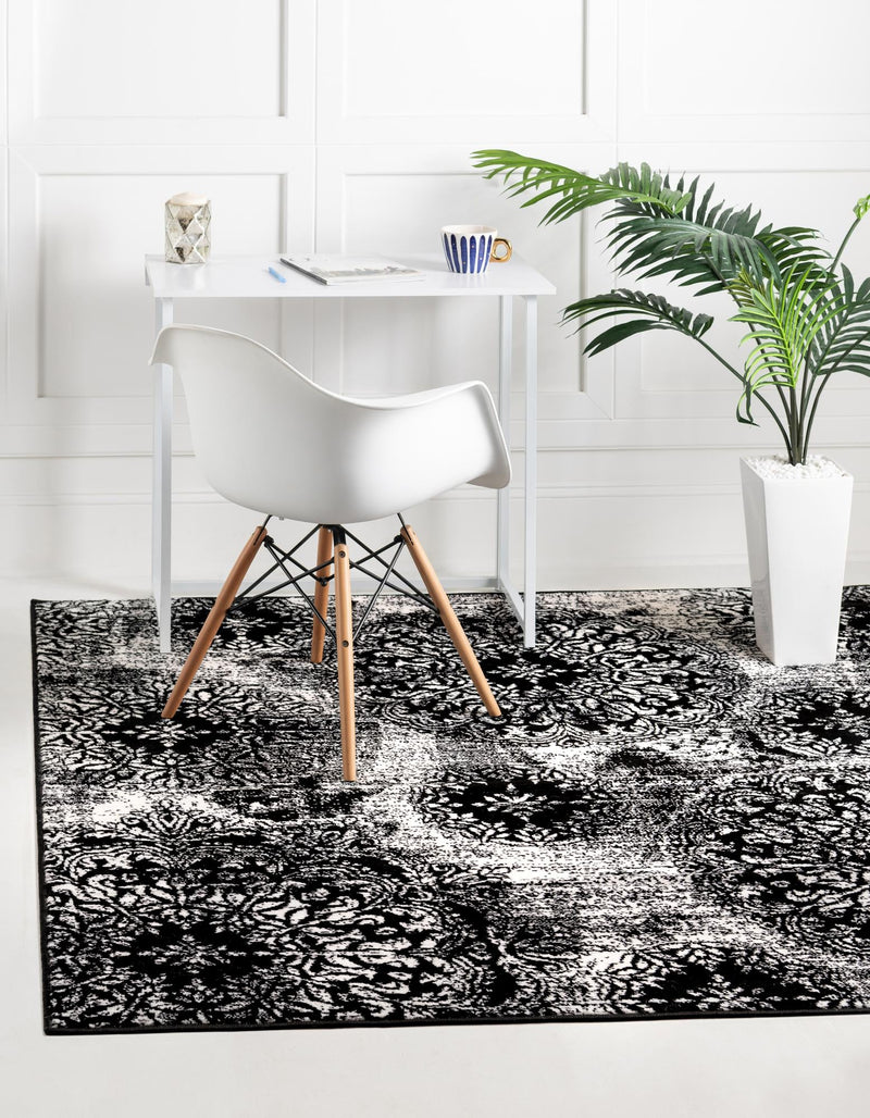 Riviera Elegance Collection Area Rug - Monaco (Black) Square Black lifestyle 45