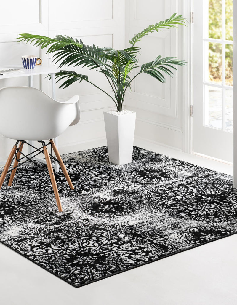 Riviera Elegance Collection Area Rug - Monaco (Black) Square Black lifestyle 46
