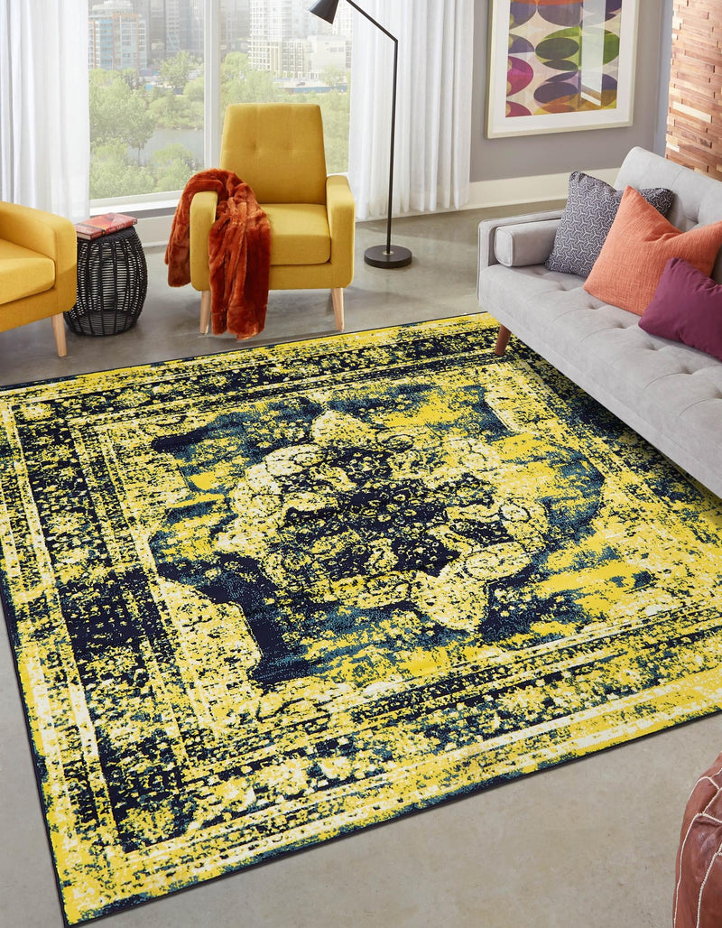 Riviera Elegance Collection Area Rug - Menton (Navy Blue) Square Navy Blue lifestyle 0