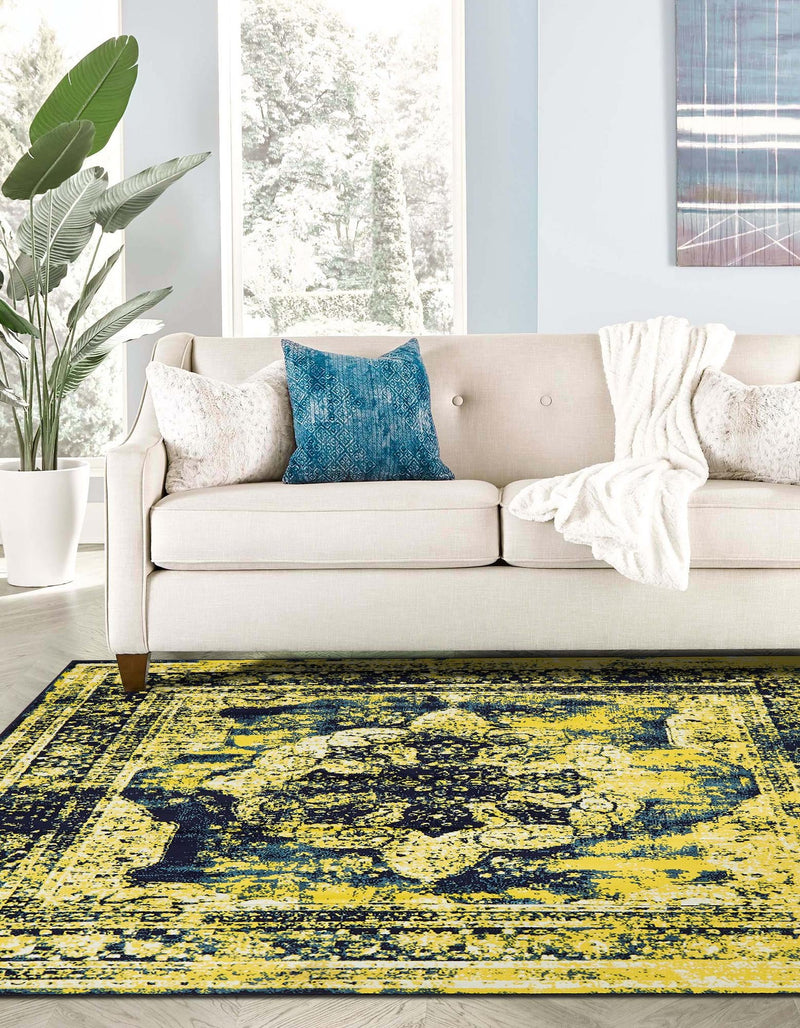 Riviera Elegance Collection Area Rug - Menton (Navy Blue) Square Navy Blue lifestyle 3