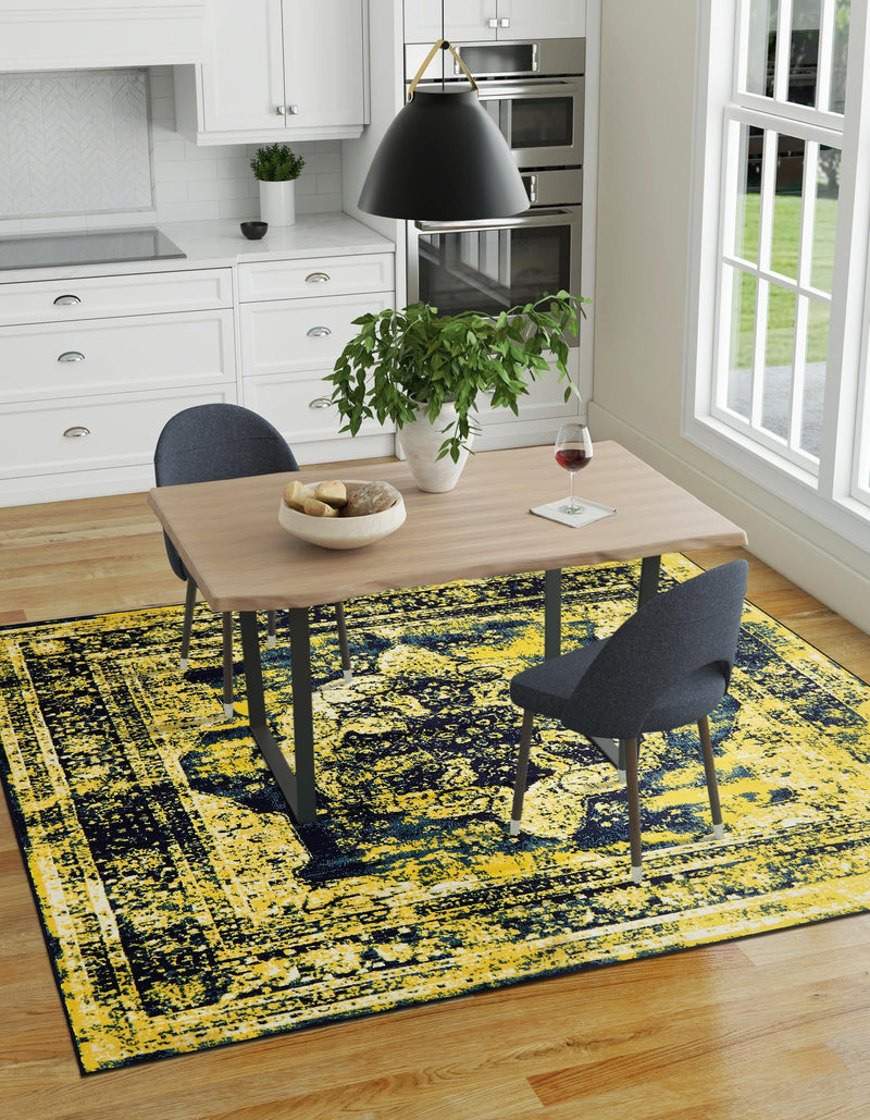 Riviera Elegance Collection Area Rug - Menton (Navy Blue) Square Navy Blue lifestyle 6