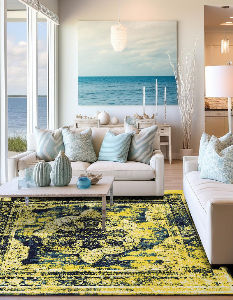 Riviera Elegance Collection Area Rug - Menton (Navy Blue) Square Navy Blue lifestyle 9