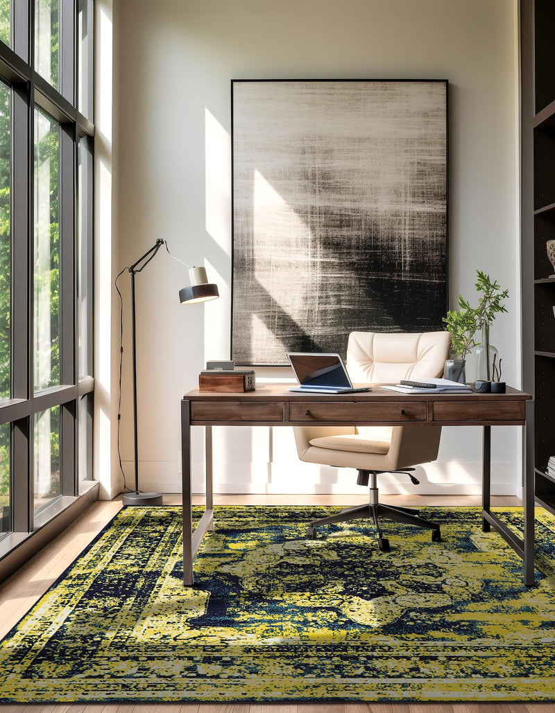 Riviera Elegance Collection Area Rug - Menton (Navy Blue) Square Navy Blue lifestyle 11