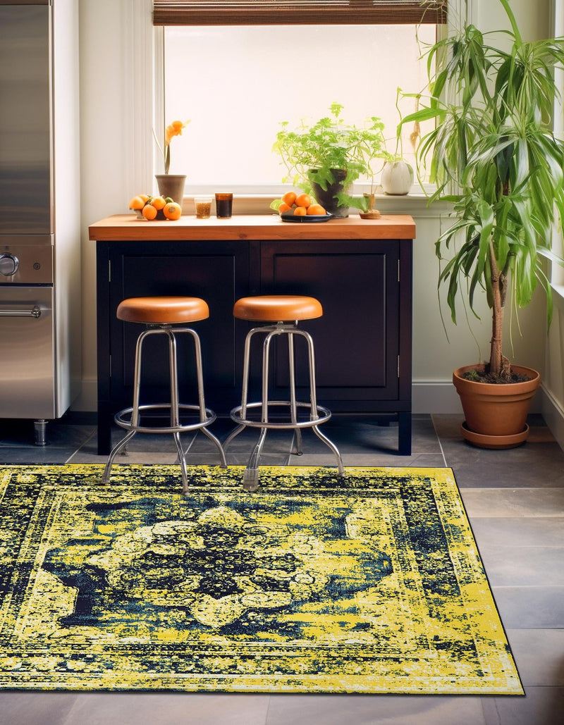 Riviera Elegance Collection Area Rug - Menton (Navy Blue) Square Navy Blue lifestyle 17