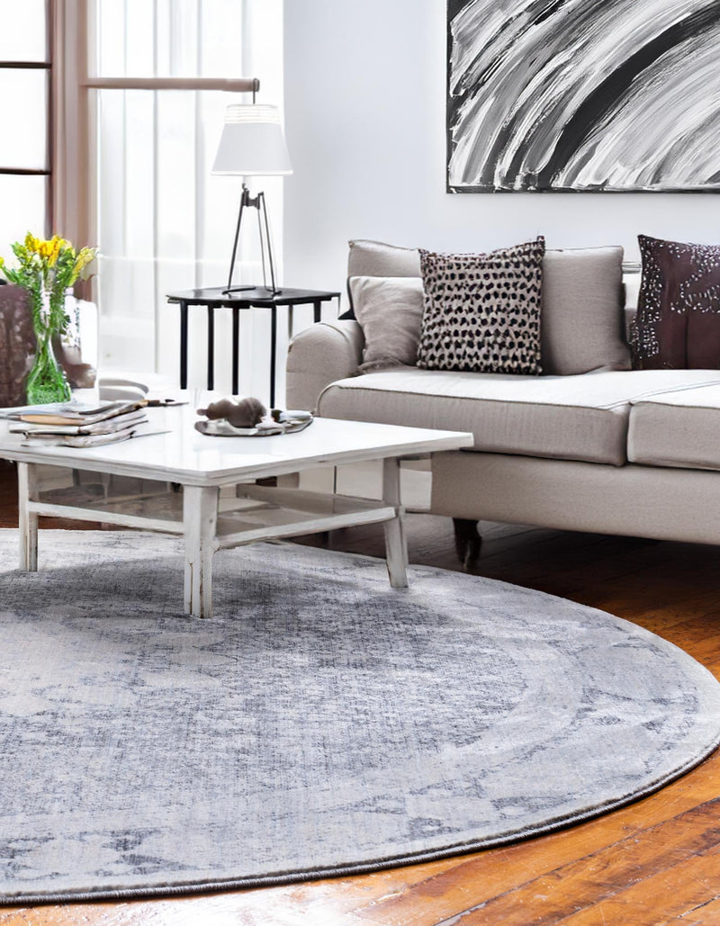 Oxfordshire Elegance Collection Area Rug - Abingdon Round Gray lifestyle 66