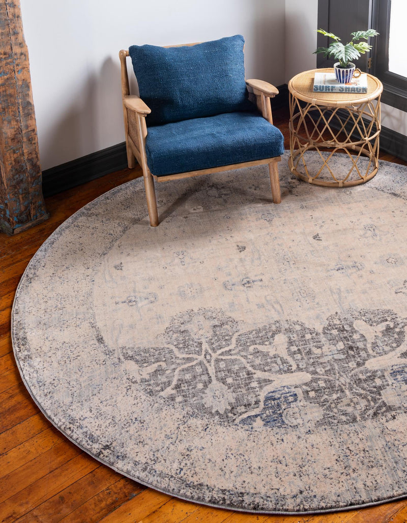 Oxfordshire Elegance Collection Area Rug - Didcot Round Gray lifestyle 34