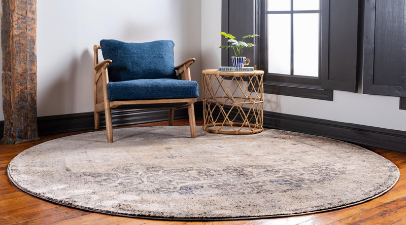 Oxfordshire Elegance Collection Area Rug - Didcot Round Gray lifestyle 40