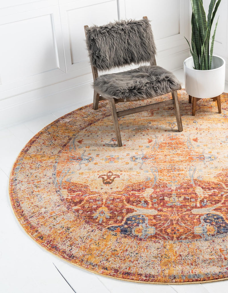 Oxfordshire Elegance Collection Area Rug - Didcot Round Multi lifestyle 36