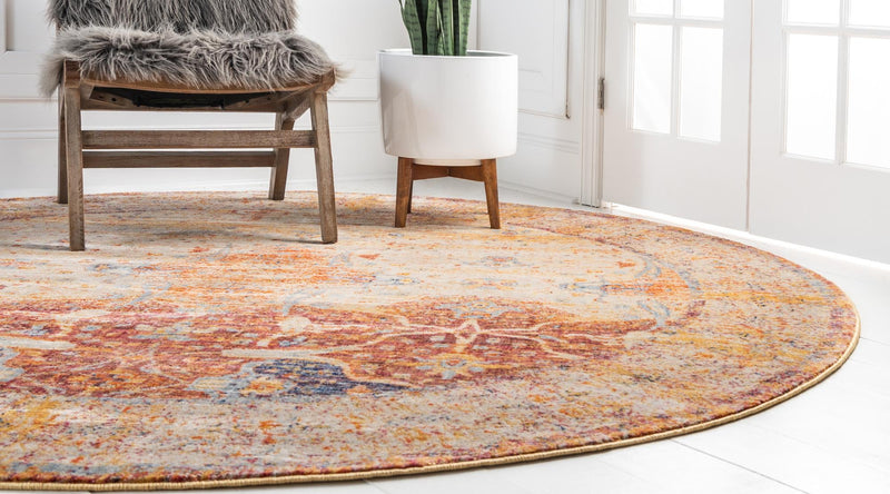 Oxfordshire Elegance Collection Area Rug - Didcot Round Multi lifestyle 48