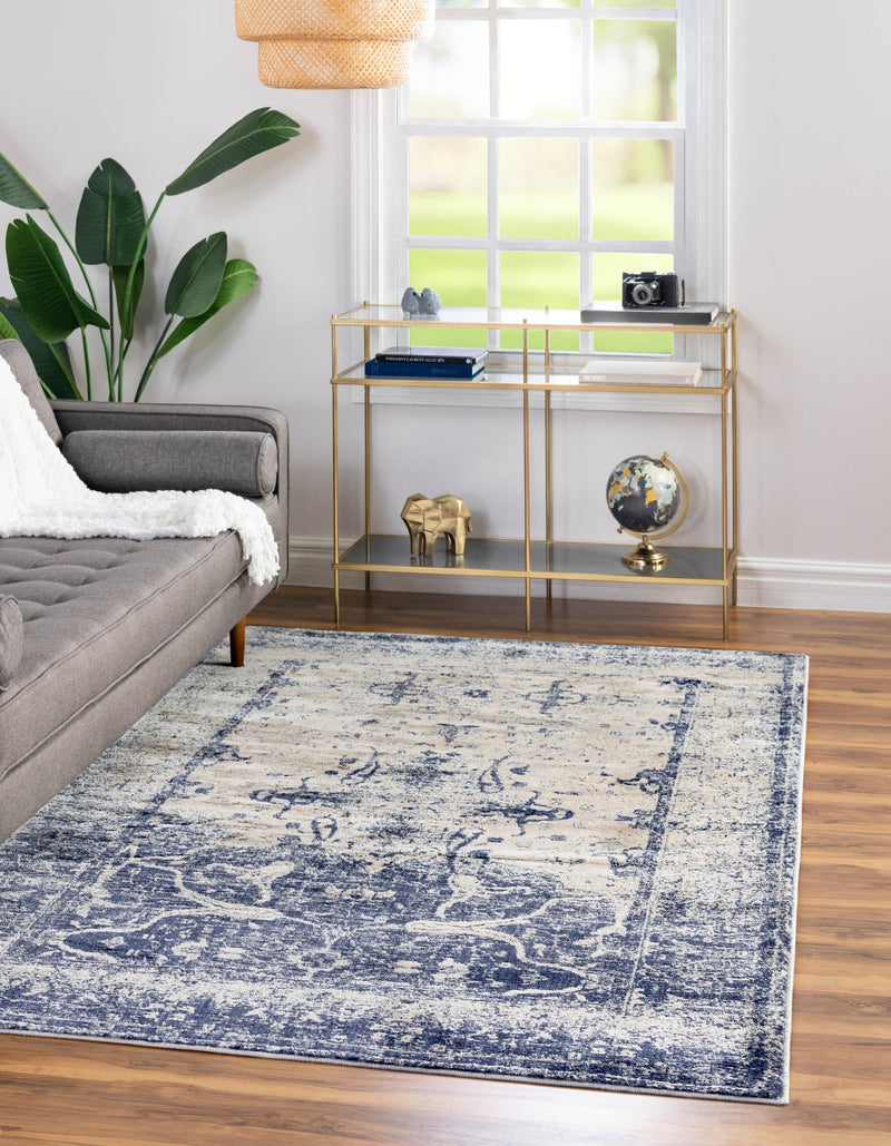 Oxfordshire Elegance Collection Area Rug - Didcot Rectangle Navy Blue lifestyle 3