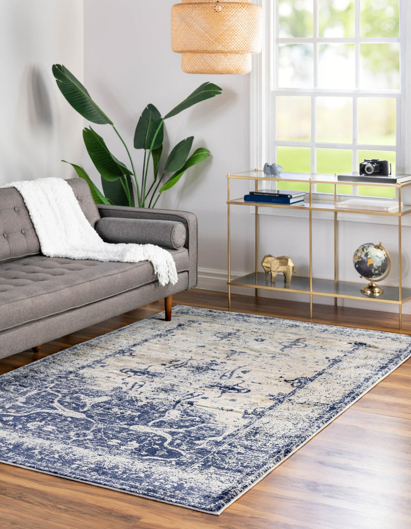 Oxfordshire Elegance Collection Area Rug - Didcot Rectangle Navy Blue lifestyle 5