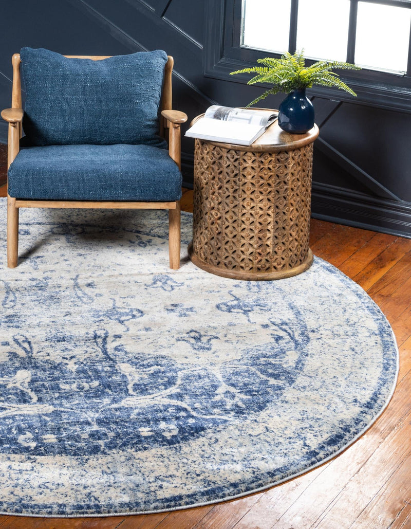 Oxfordshire Elegance Collection Area Rug - Didcot Round Navy Blue lifestyle 31