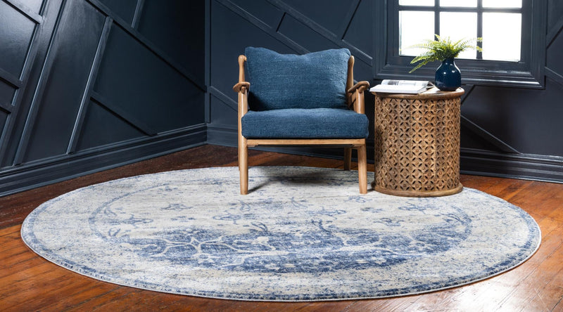 Oxfordshire Elegance Collection Area Rug - Didcot Round Navy Blue lifestyle 33