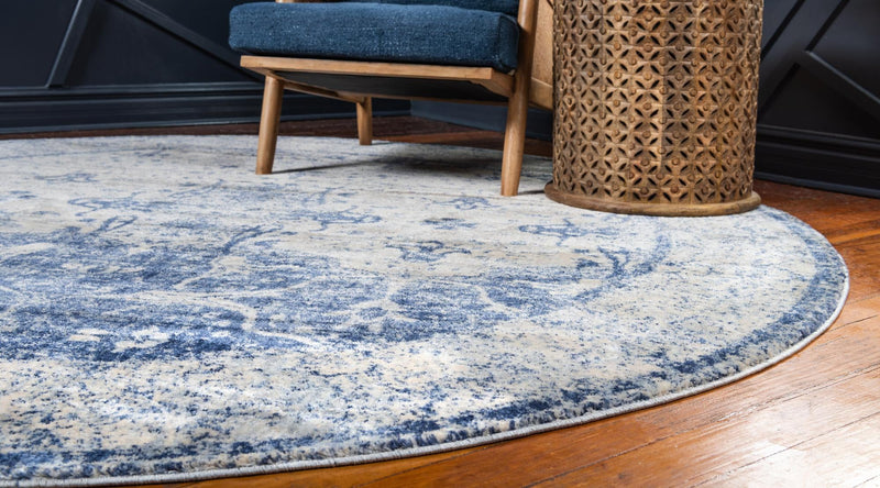 Oxfordshire Elegance Collection Area Rug - Didcot Round Navy Blue lifestyle 35
