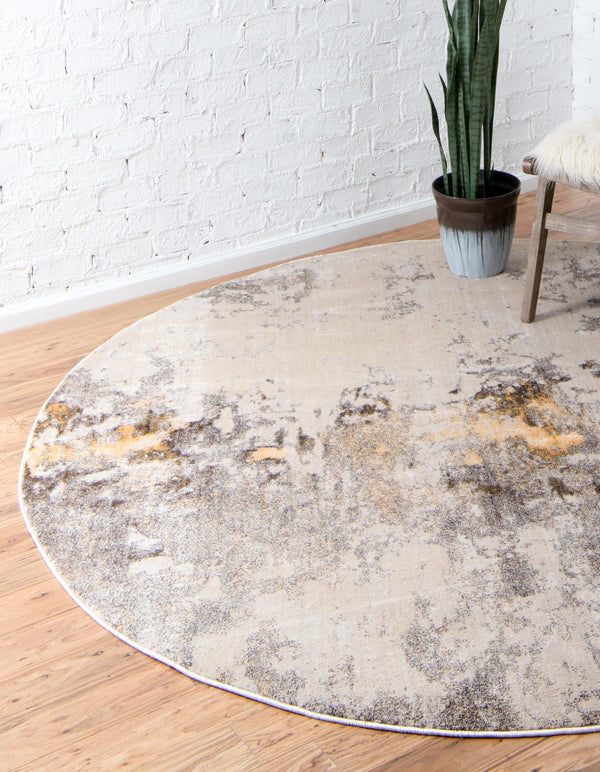 Lunar Luxe Collection Area Rug - Selene Round Ivory Beige lifestyle 28