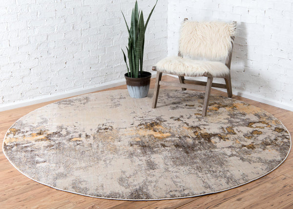 Lunar Luxe Collection Area Rug - Selene Round Ivory Beige lifestyle 34