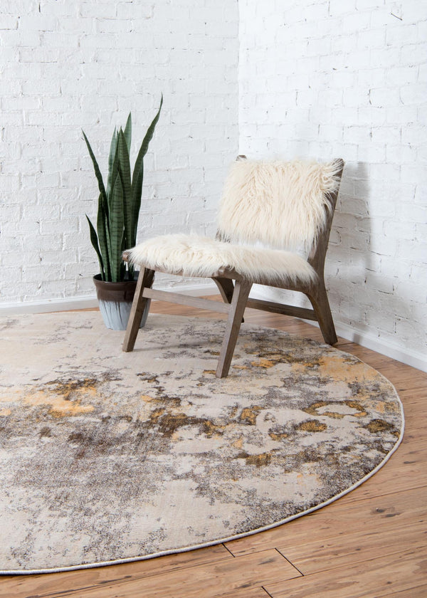 Lunar Luxe Collection Area Rug - Selene Round Ivory Beige lifestyle 40