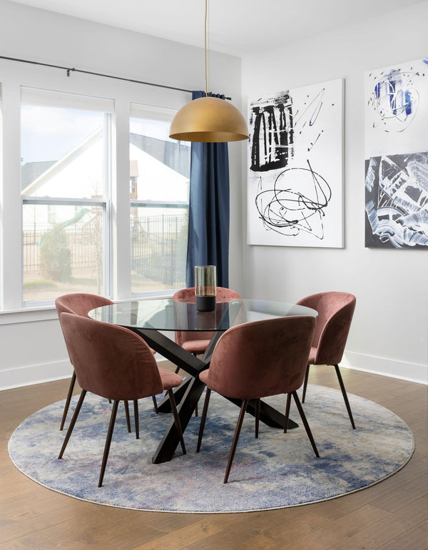 Lunar Luxe Collection Area Rug - Selene Round Blue lifestyle 73
