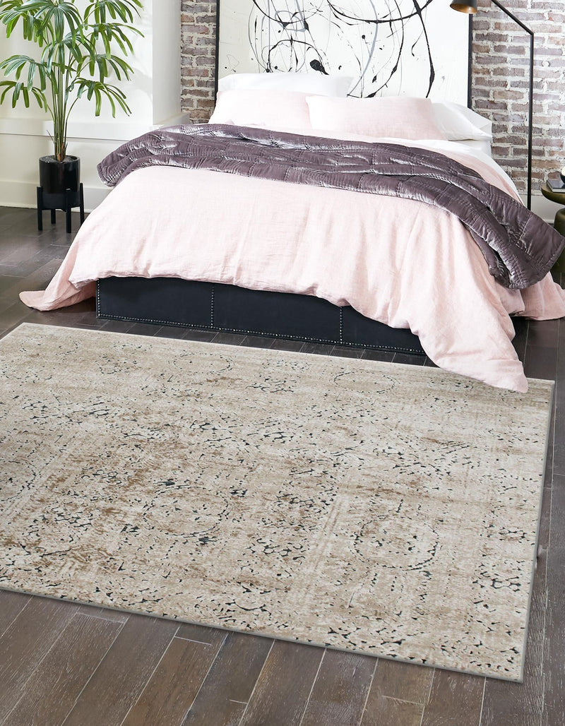 Coastal Manor Collection Area Rug - Wavecrest Square Beige lifestyle 58