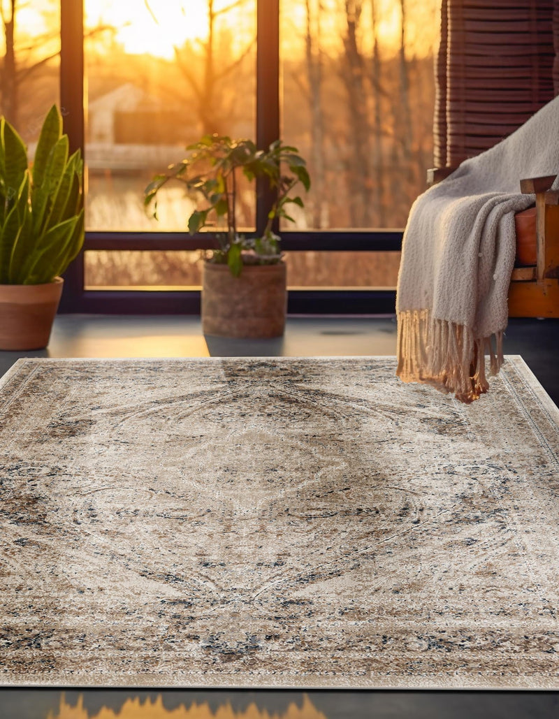 Coastal Manor Collection Area Rug - Seagrove Square Beige lifestyle 58