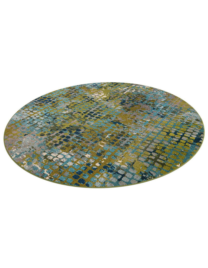 Chromatic Oasis Collection Area Rug - Tropic Round Blue Green lifestyle 57