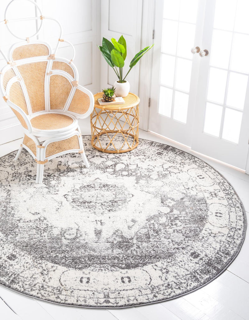 Amalfi Coast Woven Collection Area Rug - Ravello Round Gray lifestyle 40