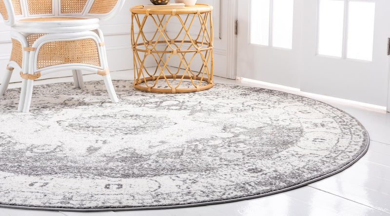 Amalfi Coast Woven Collection Area Rug - Ravello Round Gray lifestyle 26