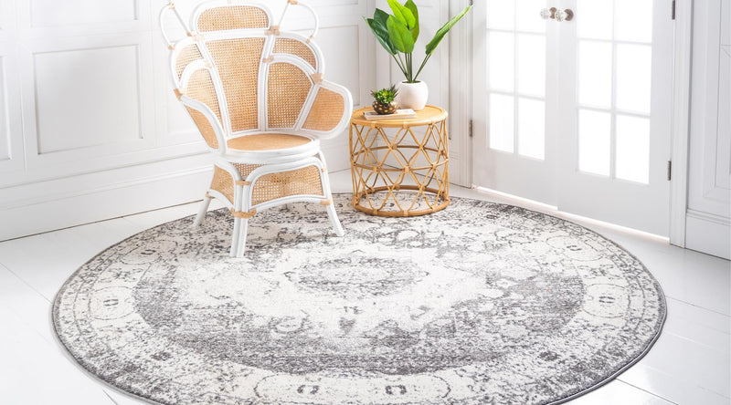 Amalfi Coast Woven Collection Area Rug - Ravello Round Gray lifestyle 68
