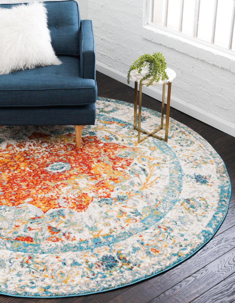 Amalfi Coast Woven Collection Area Rug - Atrani Round Orange lifestyle 13