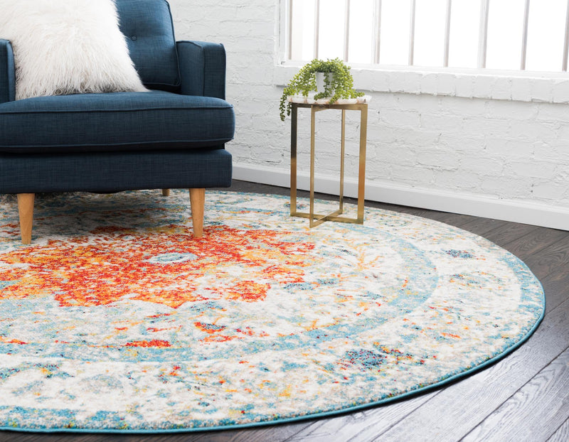 Amalfi Coast Woven Collection Area Rug - Atrani Round Orange lifestyle 18