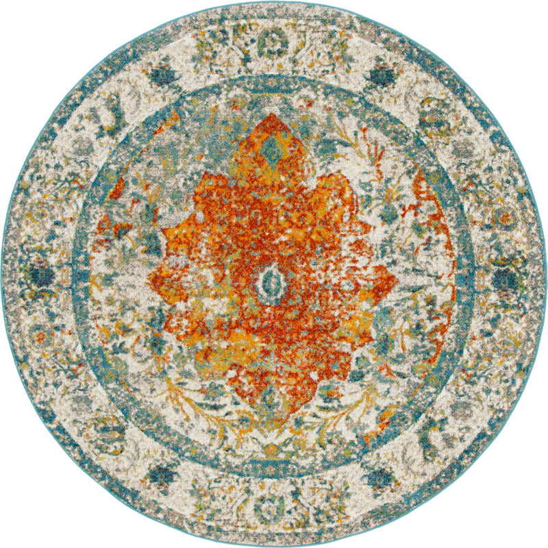 Amalfi Coast Woven Collection Area Rug - Atrani Round Orange lifestyle 2