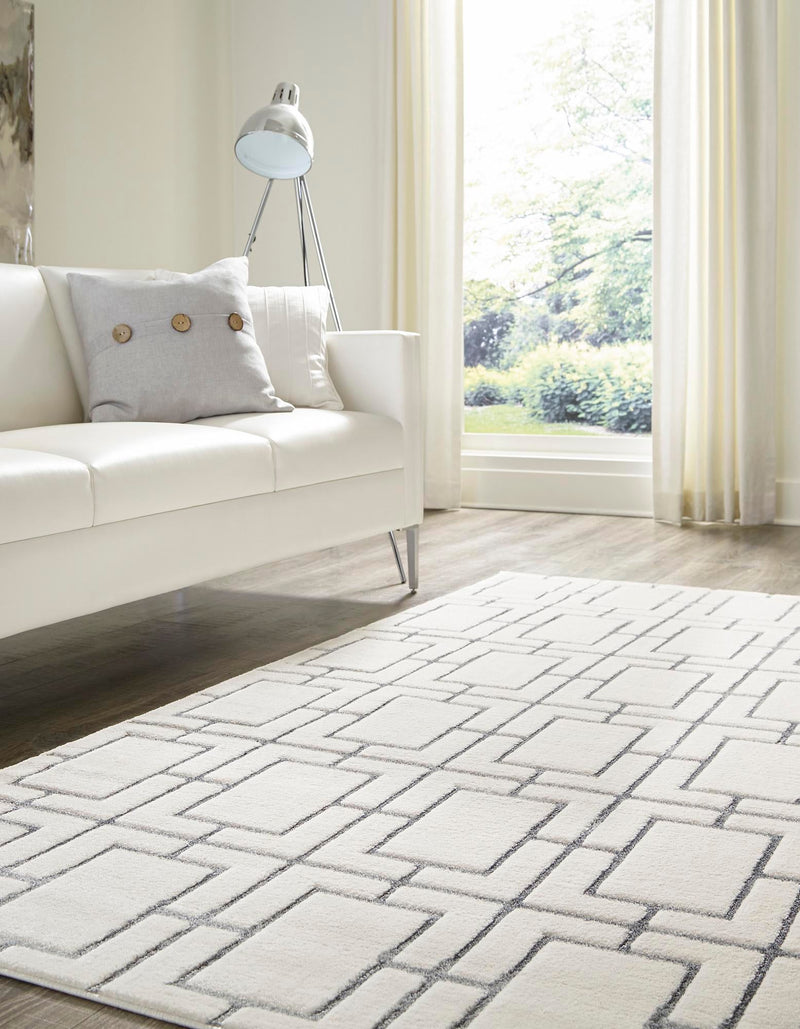Hollywood Luxe Collection Area Rug - Beverly (White Silver) Rectangle White Silver lifestyle 3