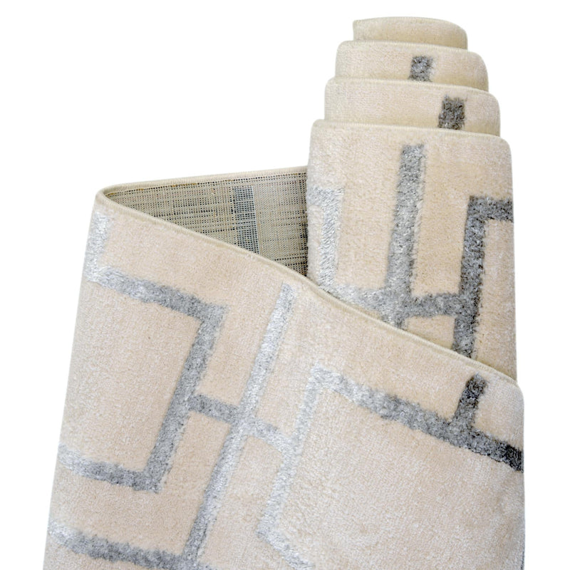 Hollywood Luxe Collection Area Rug - Beverly (White Silver) Rectangle White Silver lifestyle 11