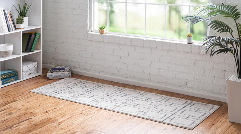 Hollywood Luxe Collection Area Rug - Beverly (White Silver) Runner White Silver lifestyle 23