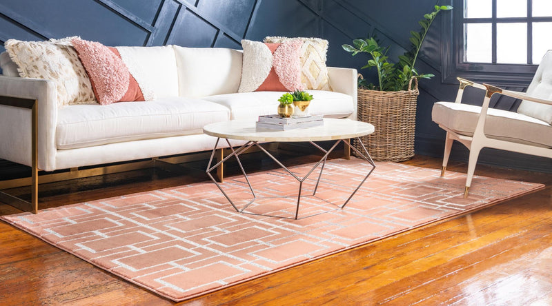 Hollywood Luxe Collection Area Rug - Beverly (Coral Silver) Rectangle Coral Silver lifestyle 3
