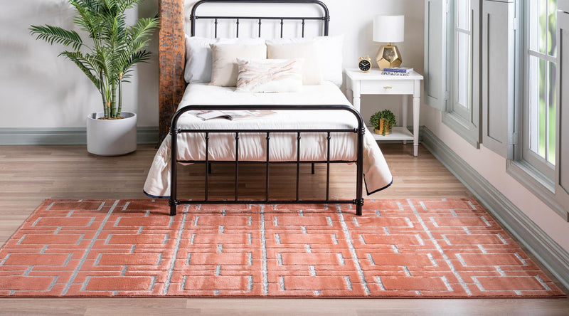 Hollywood Luxe Collection Area Rug - Beverly (Coral Silver) Rectangle Coral Silver lifestyle 4