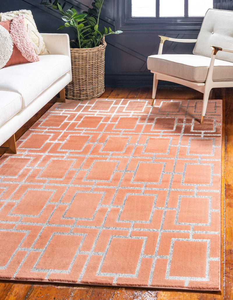 Hollywood Luxe Collection Area Rug - Beverly (Coral Silver) Rectangle Coral Silver lifestyle 11