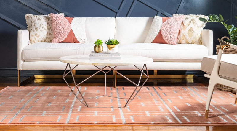 Hollywood Luxe Collection Area Rug - Beverly (Coral Silver) Rectangle Coral Silver lifestyle 13