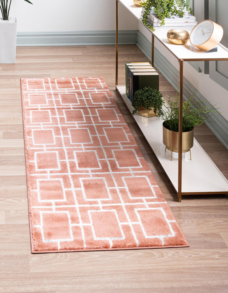 Hollywood Luxe Collection Area Rug - Beverly (Coral Silver) Runner Coral Silver lifestyle 15