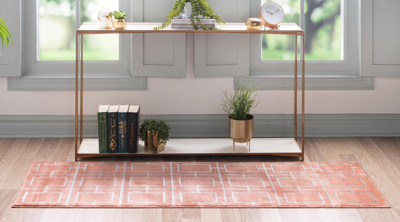 Hollywood Luxe Collection Area Rug - Beverly (Coral Silver) Runner Coral Silver lifestyle 17