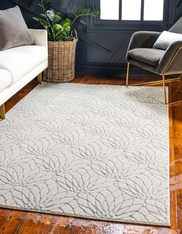 Hollywood Luxe Collection Area Rug - Rodeo Rectangle White Silver lifestyle 4