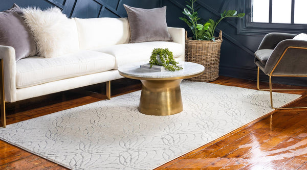 Hollywood Luxe Collection Area Rug - Rodeo Rectangle White Silver lifestyle 7