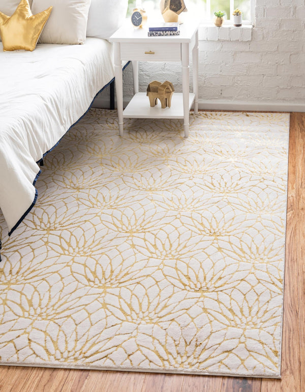 Hollywood Luxe Collection Area Rug - Rodeo Rectangle White Gold lifestyle 5