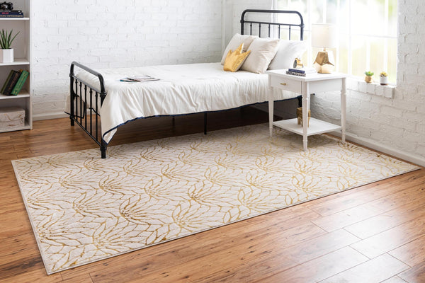 Hollywood Luxe Collection Area Rug - Rodeo Rectangle White Gold lifestyle 8